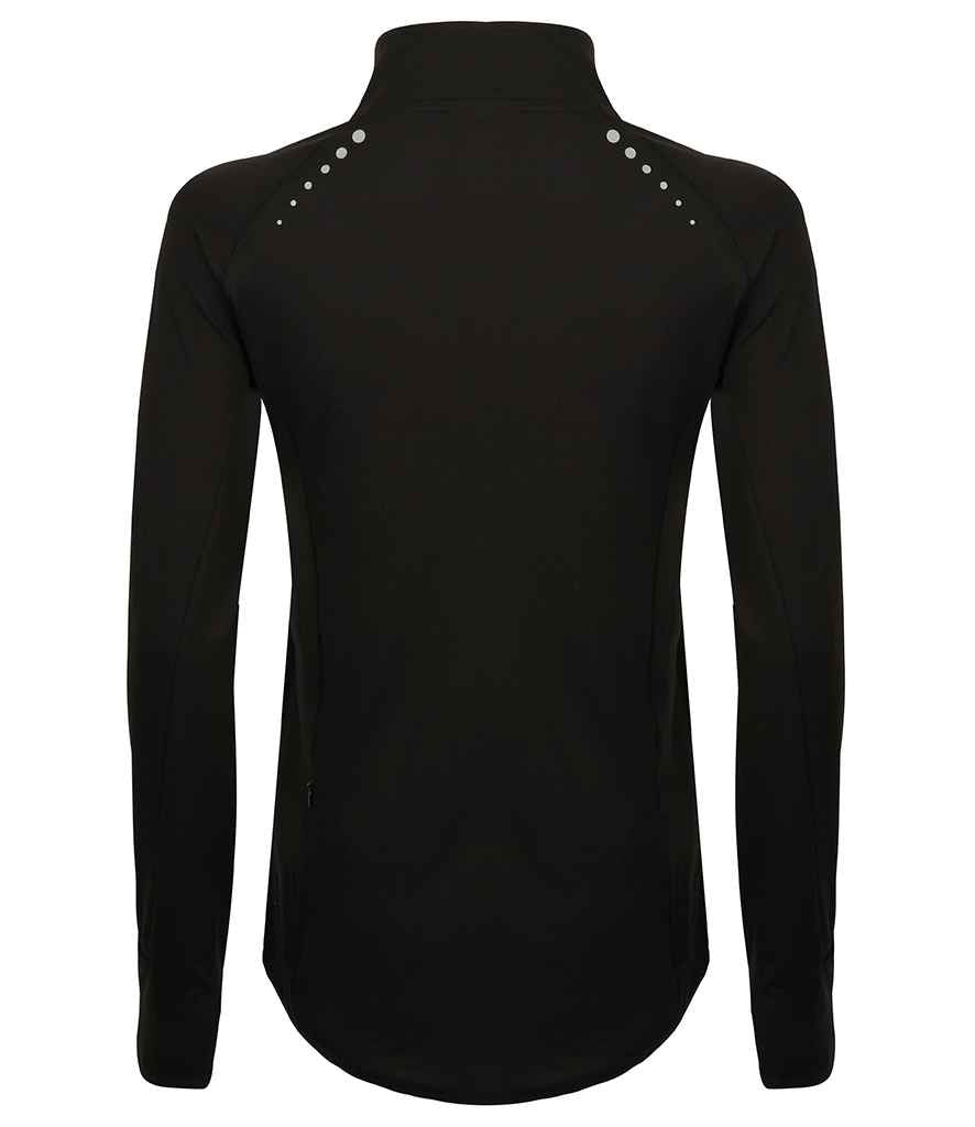 Tombo Ladies Long Sleeve Zip Neck Performance Top | Black