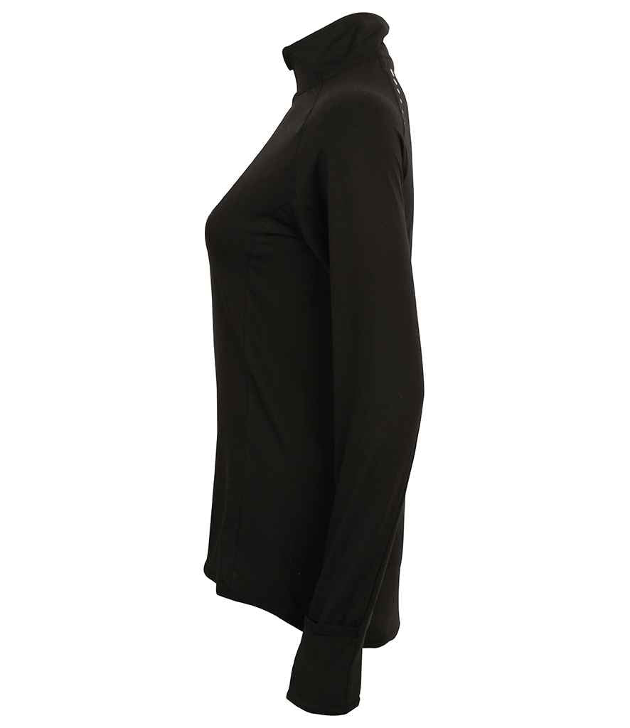 Tombo Ladies Long Sleeve Zip Neck Performance Top | Black