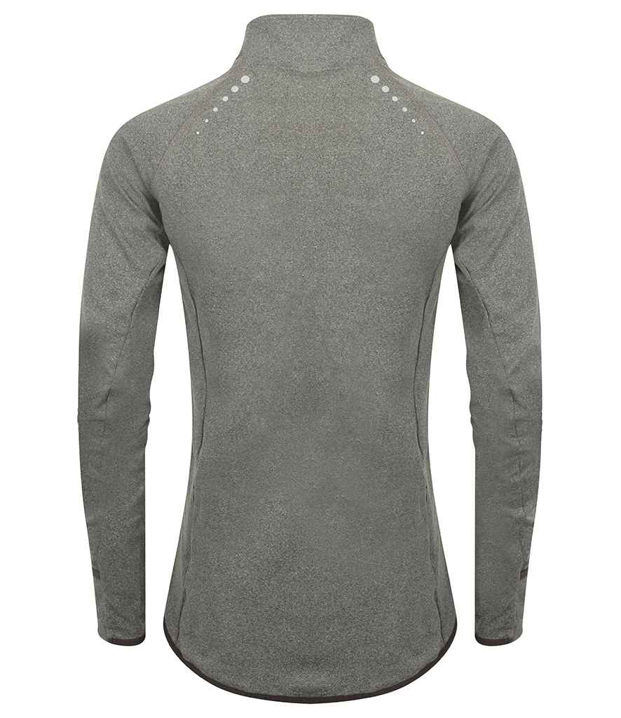 Tombo Ladies Long Sleeve Zip Neck Performance Top | Grey Marl