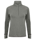 Tombo Ladies Long Sleeve Zip Neck Performance Top | Grey Marl