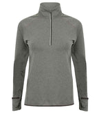 Tombo Ladies Long Sleeve Zip Neck Performance Top | Grey Marl