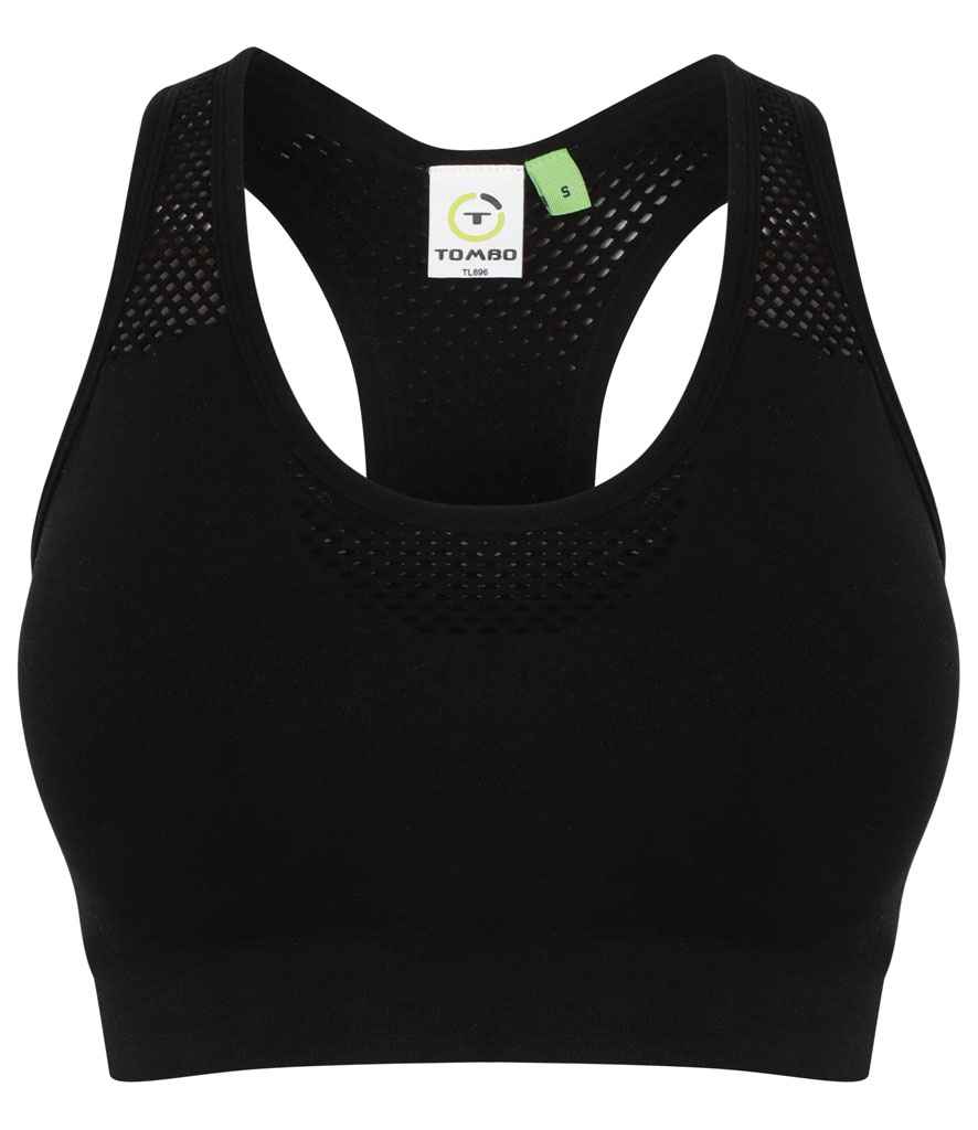 Tombo Ladies Seamless Crop Top | Black