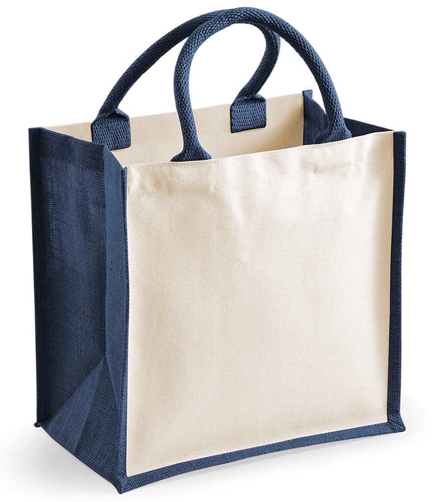 Westford Mill Printers Midi Jute Tote Bag | Navy