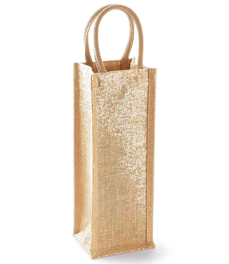 Westford Mill Shimmer Jute Bottle Bag | Natural Gold