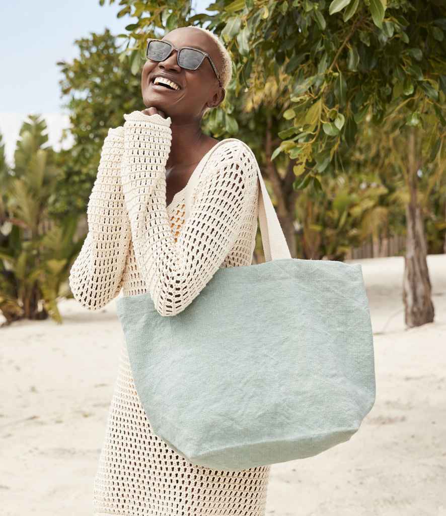Westford Mill Soft Washed Jute Beach Bag | Duck Egg Blue