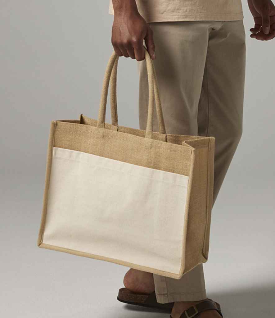 Westford Mill Cotton Pocket Natural Starched Jute Shopper | Natural
