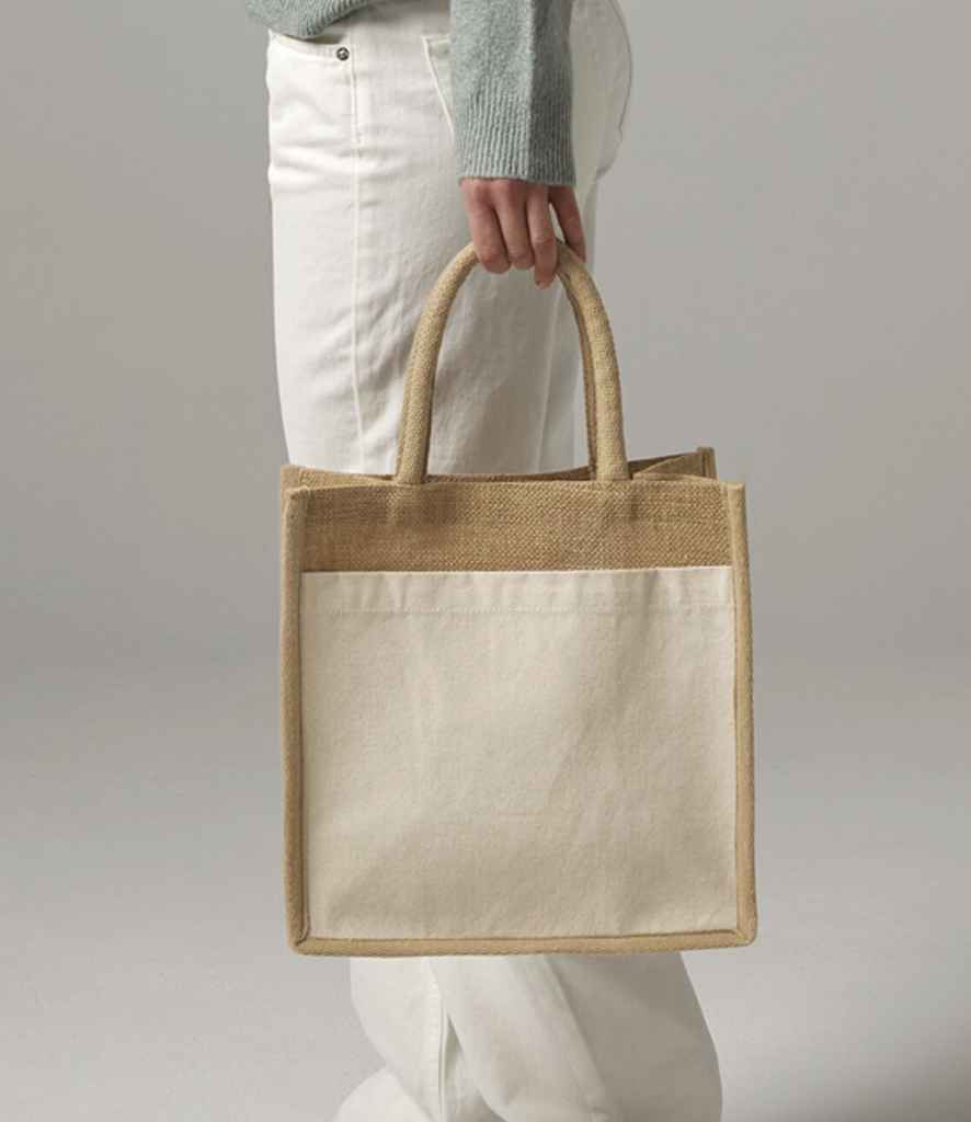 Westford Mill Cotton Pocket Natural Starched Jute Midi Tote Bag | Natural