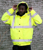 Warrior Hi-Vis Fleece Lined Bomber Jacket | Fluorescent Yellow