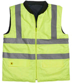 Warrior Hi-Vis Reversible Bodywarmer | Fluorescent Yellow