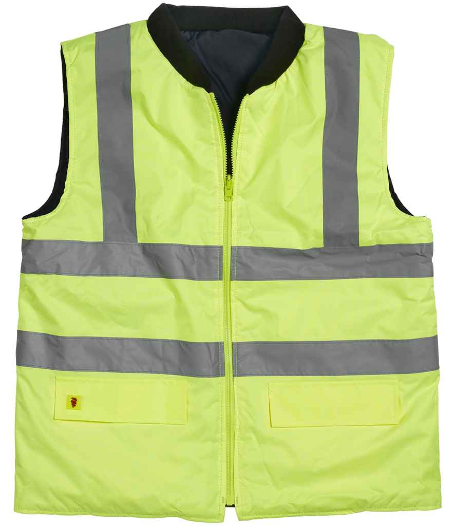 Warrior Hi-Vis Reversible Bodywarmer | Fluorescent Yellow