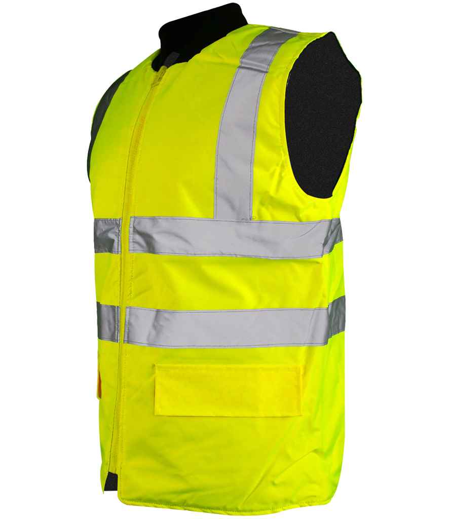 Warrior Hi-Vis Reversible Bodywarmer | Fluorescent Yellow