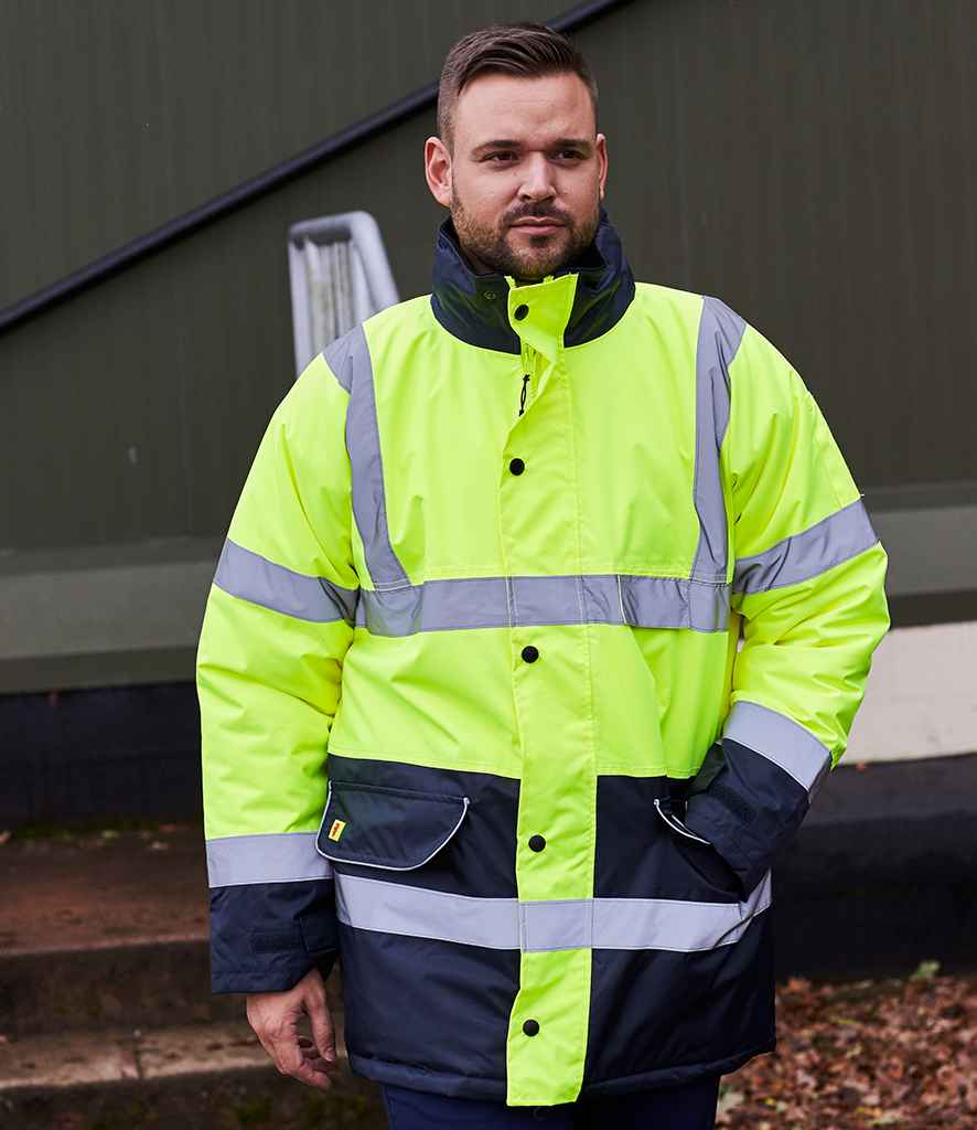 Warrior Hi-Vis Contrast Traffic Jacket | Fluorescent Yellow