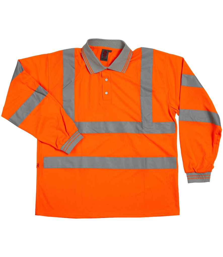 Warrior Hi-Vis Long Sleeve Polo Shirt | Orange