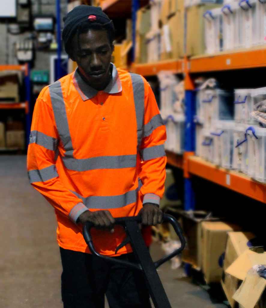 Warrior Hi-Vis Long Sleeve Polo Shirt | Orange