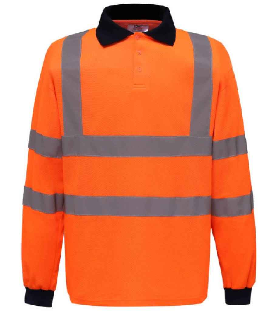 Yoko Hi-Vis Long Sleeve Polo Shirt | Orange