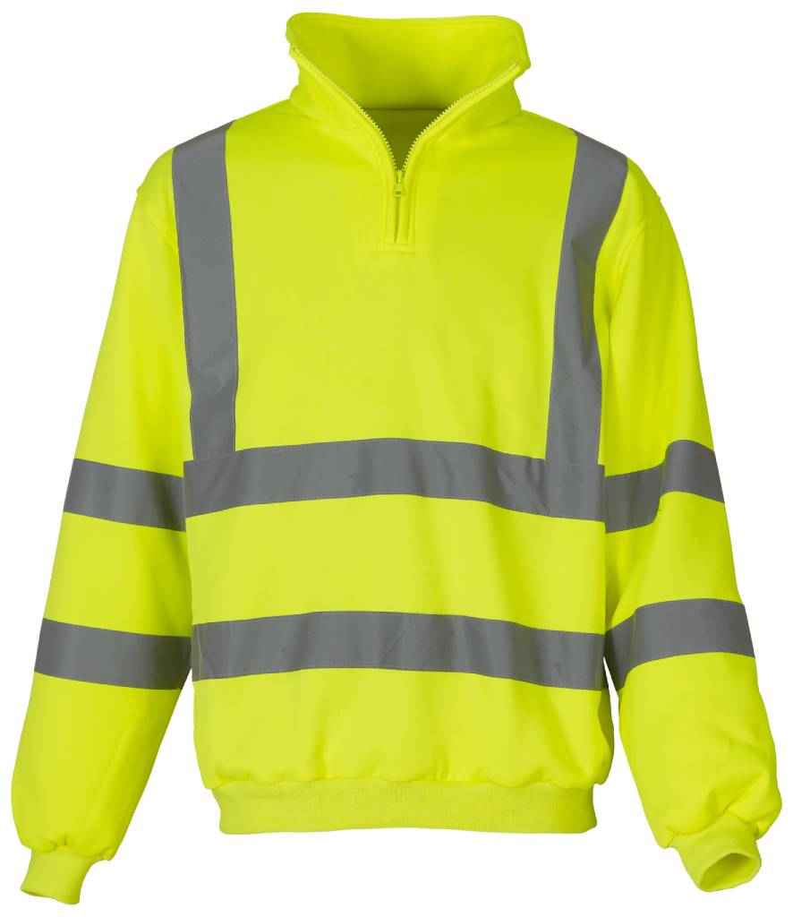 Yoko Hi-Vis Zip Neck Sweatshirt | Yellow