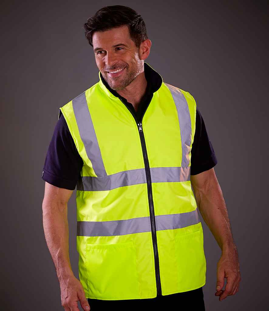 Yoko Hi-Vis Reversible Fleece Bodywarmer | Yellow