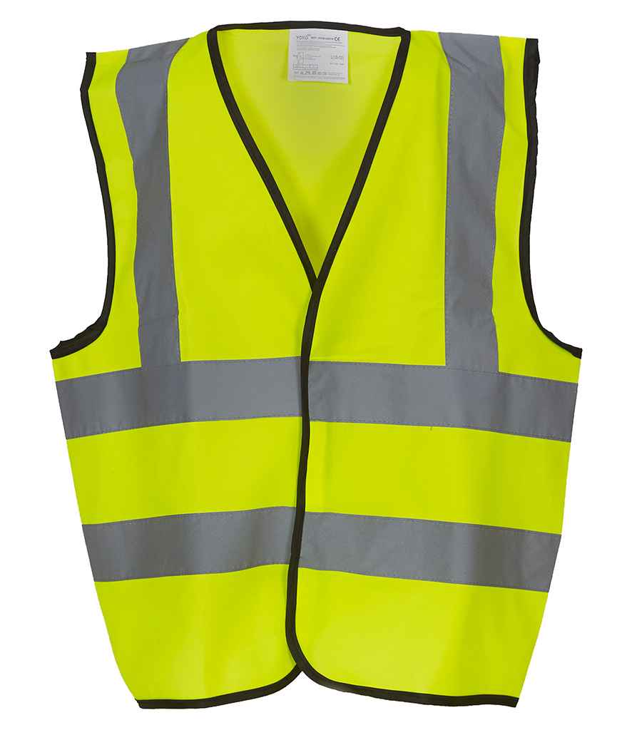 Yoko Kids Hi-Vis Two Band and Braces Waistcoat | Yellow