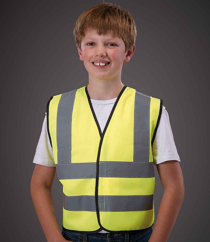 Yoko Kids Hi-Vis Two Band and Braces Waistcoat | Yellow