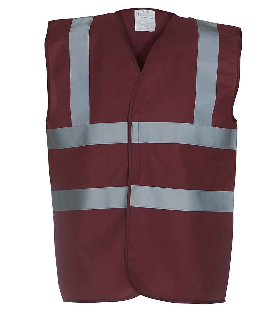 Yoko Hi-Vis Two Band and Braces Waistcoat | Maroon
