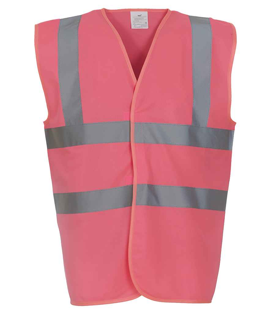 Yoko Hi-Vis Two Band and Braces Waistcoat | Pink