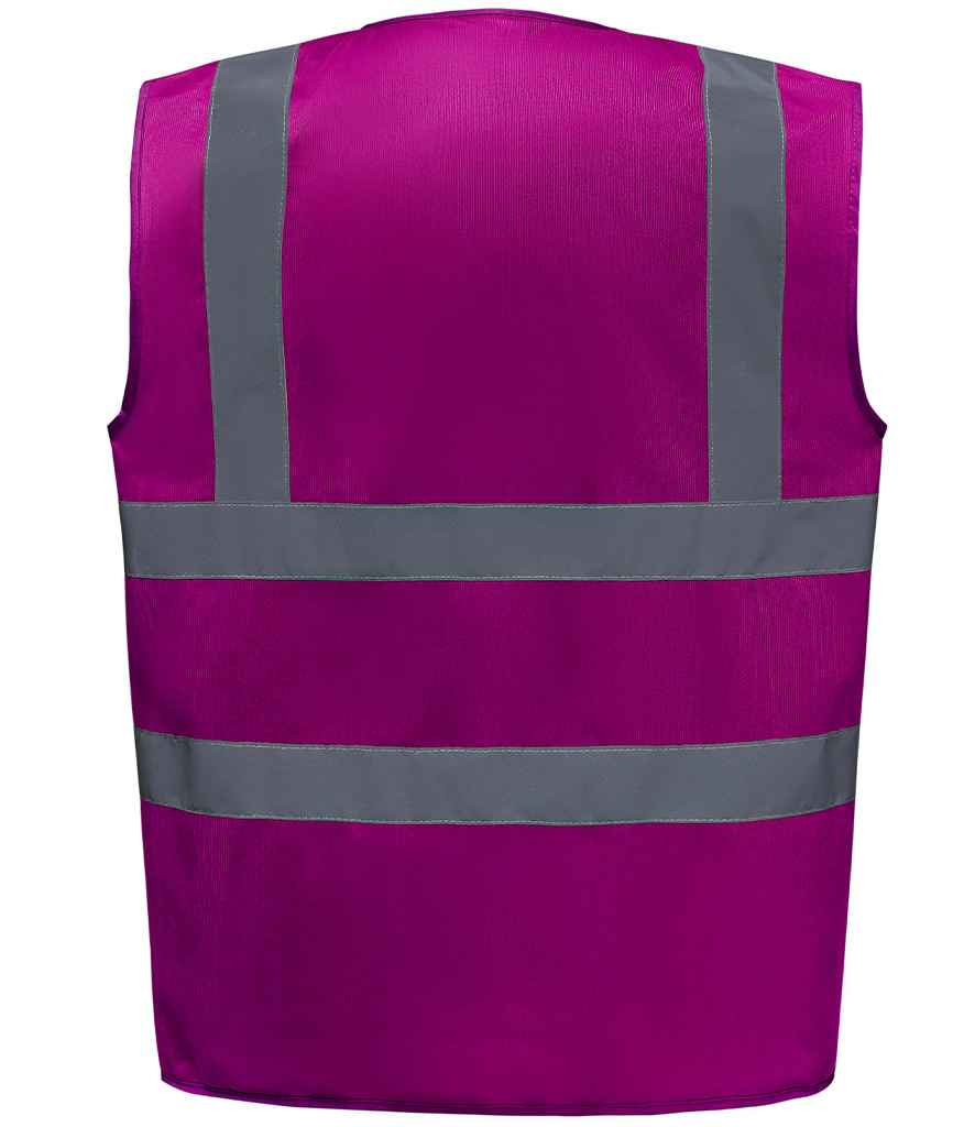 Yoko Hi-Vis Two Band and Braces Waistcoat | Raspberry