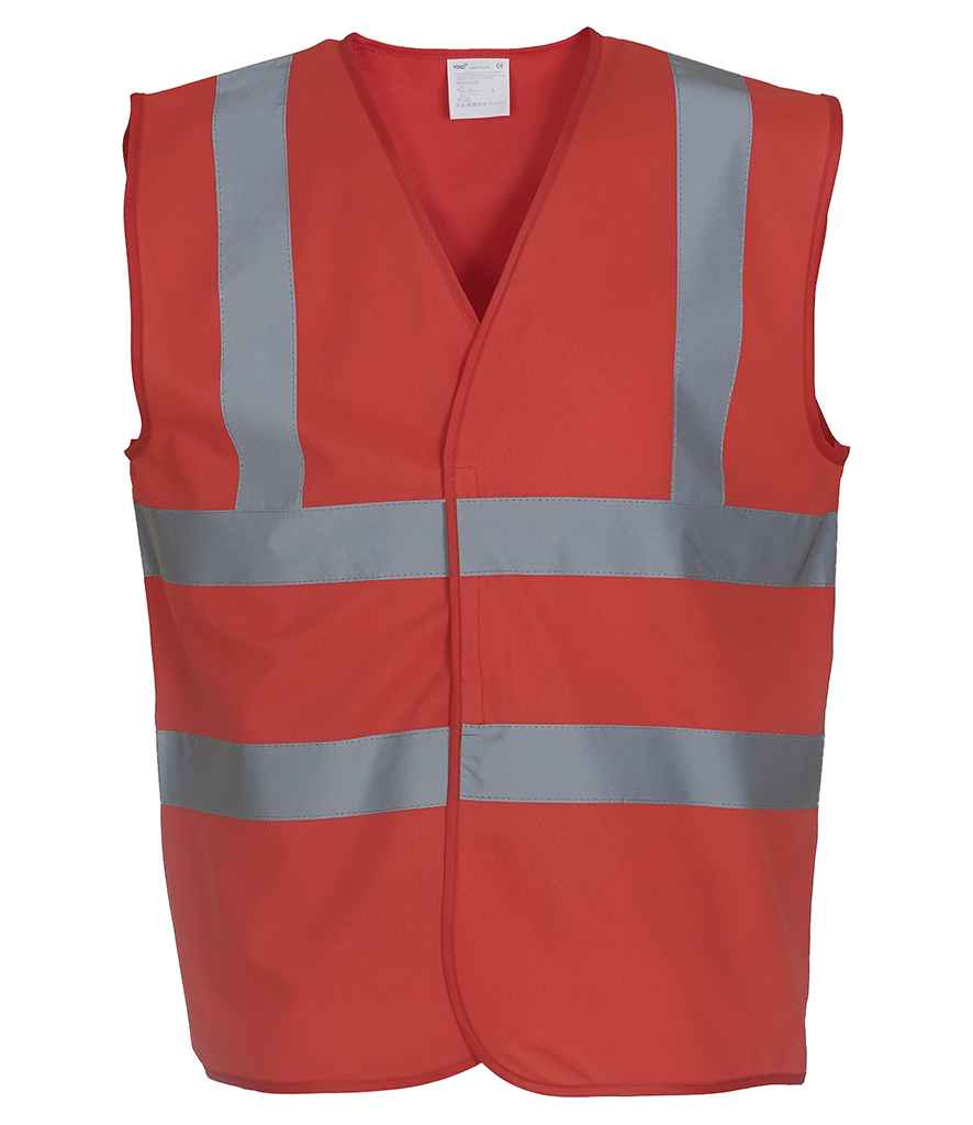 Yoko Hi-Vis Two Band and Braces Waistcoat | Red