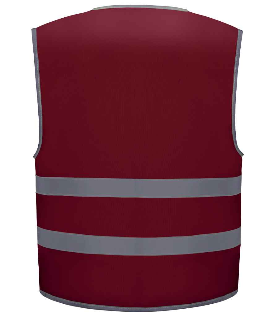 Yoko Kids Hi-Vis Two Band Waistcoat | Maroon