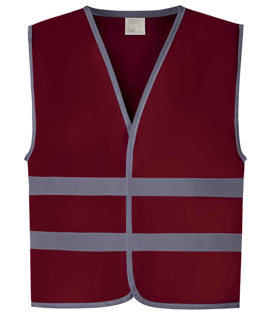 Yoko Kids Hi-Vis Two Band Waistcoat | Maroon