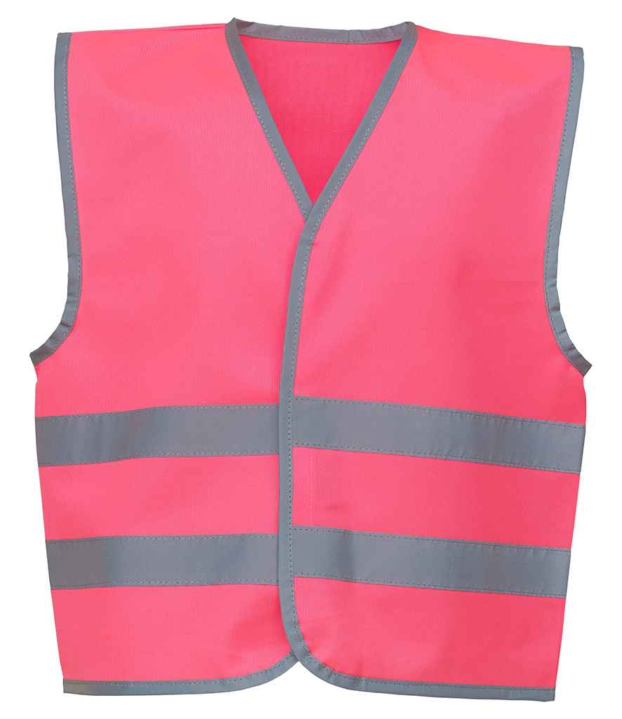 Yoko Kids Hi-Vis Two Band Waistcoat | Pink