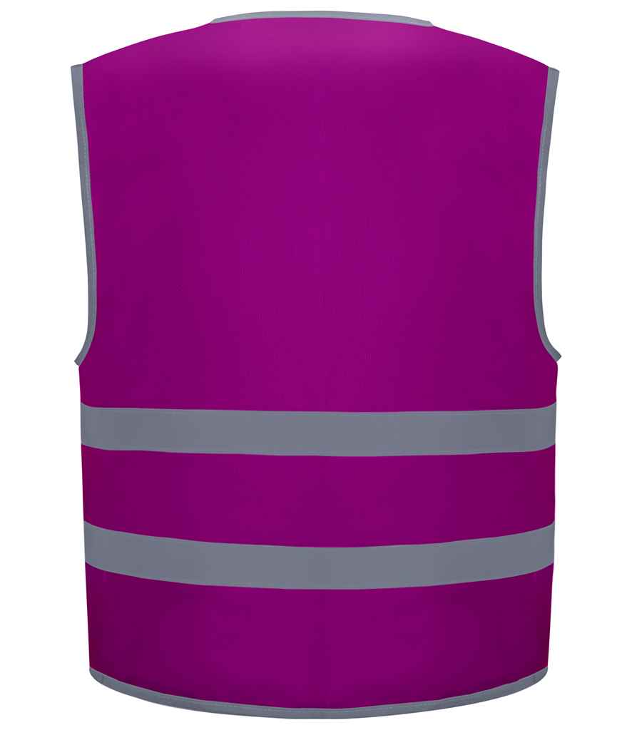 Yoko Kids Hi-Vis Two Band Waistcoat | Raspberry
