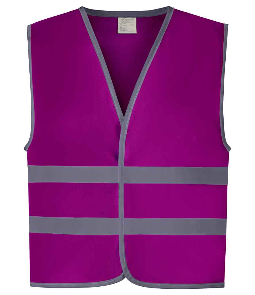 Yoko Kids Hi-Vis Two Band Waistcoat | Raspberry