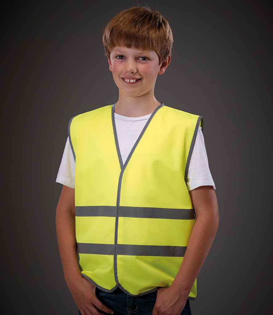 Yoko Kids Hi-Vis Two Band Waistcoat | Yellow