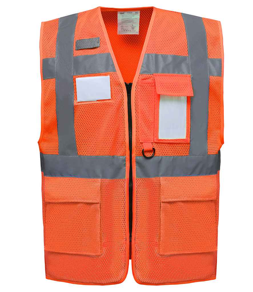 Yoko Hi-Vis Top Cool Open Mesh Executive Waistcoat | Orange