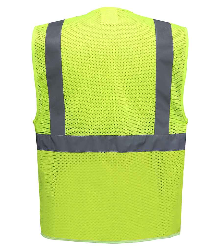 Yoko Hi-Vis Top Cool Open Mesh Executive Waistcoat | Yellow