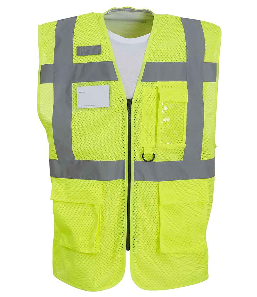 Yoko Hi-Vis Top Cool Open Mesh Executive Waistcoat | Yellow