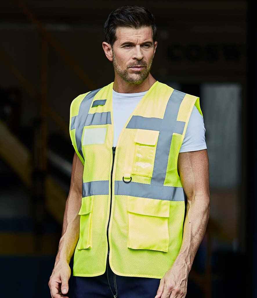 Yoko Hi-Vis Top Cool Open Mesh Executive Waistcoat | Yellow