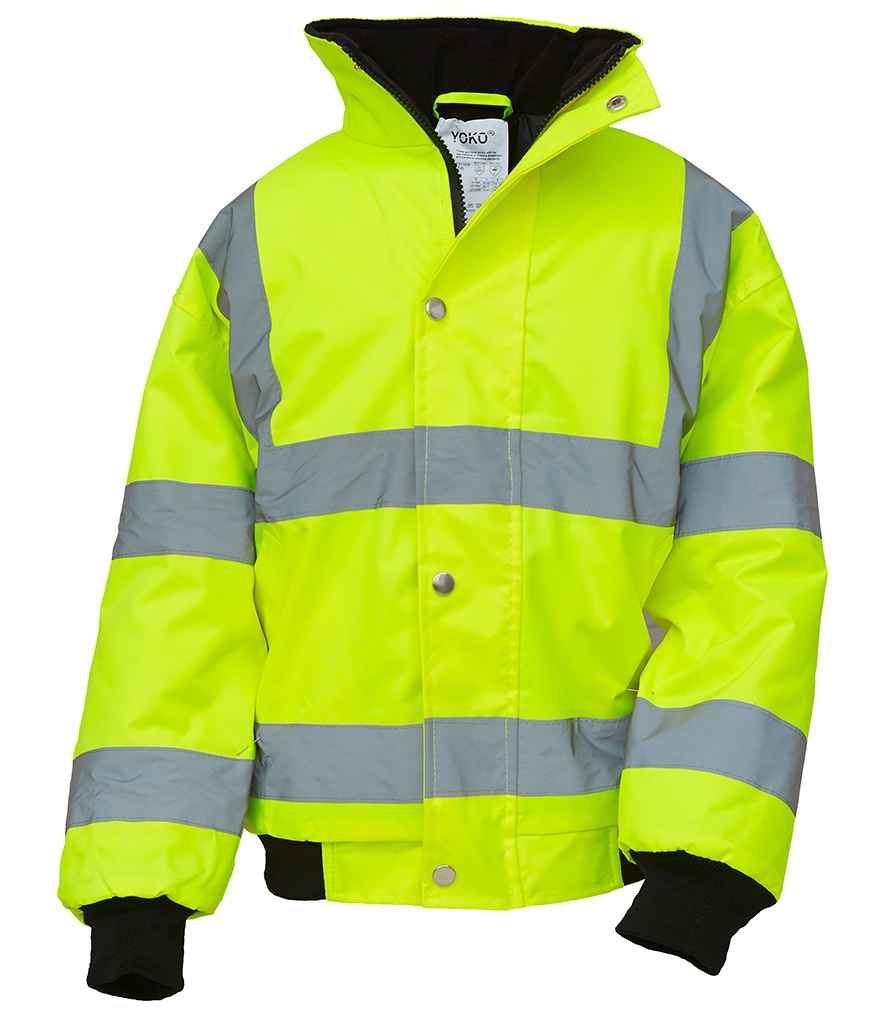 Yoko Kids Hi-Vis Bomber Jacket | Yellow