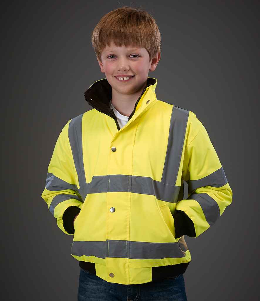 Yoko Kids Hi-Vis Bomber Jacket | Yellow