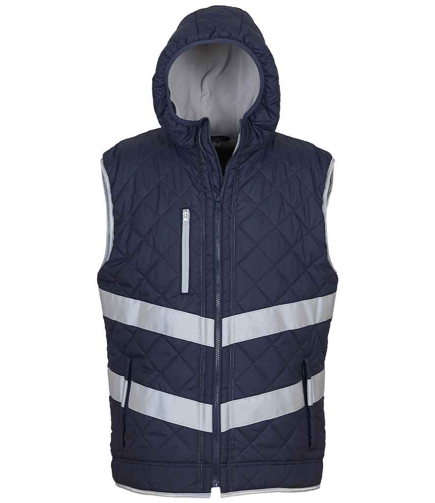 Yoko Hi-Vis Kensington Hooded Gilet | Navy