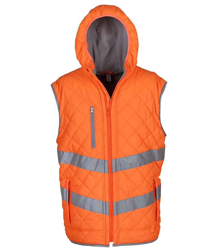 Yoko Hi-Vis Kensington Hooded Gilet | Orange
