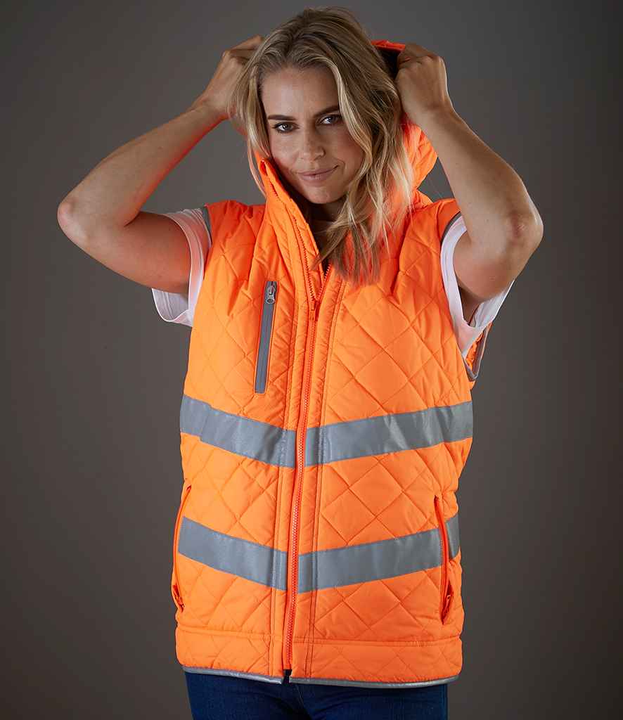 Yoko Hi-Vis Kensington Hooded Gilet | Orange