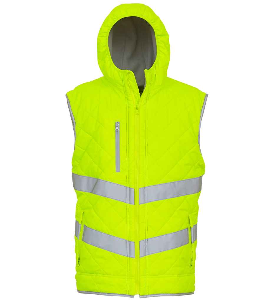 Yoko Hi-Vis Kensington Hooded Gilet | Yellow