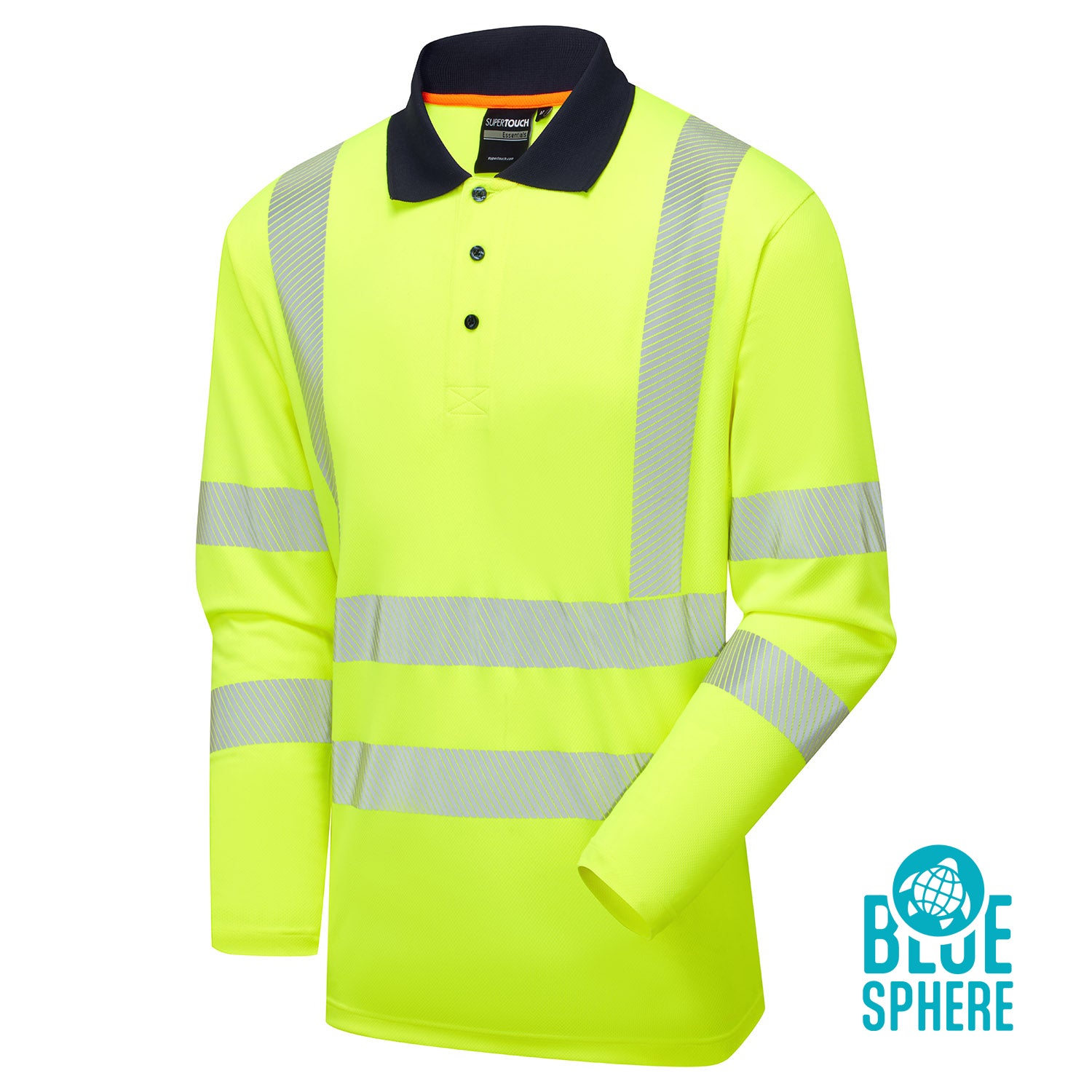 Supertouch Essentials Hi-Vis Eco CoolMax Yellow Long Sleeve Polo