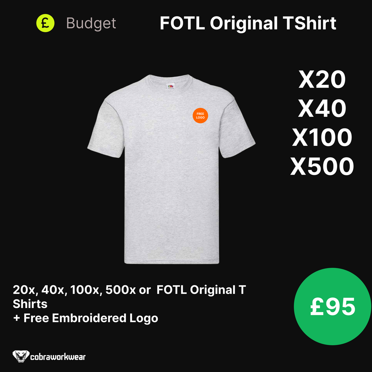 FOTL Original Tshirt Package x20, x50, x100, x500