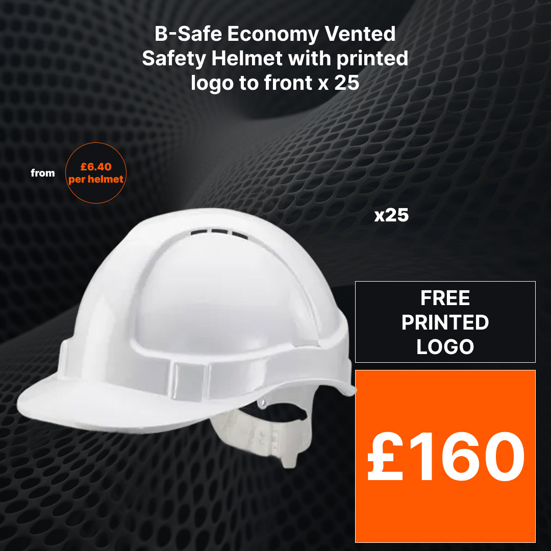 B-Safe Economy Vented Safety Helmet with printed logo to front x 25