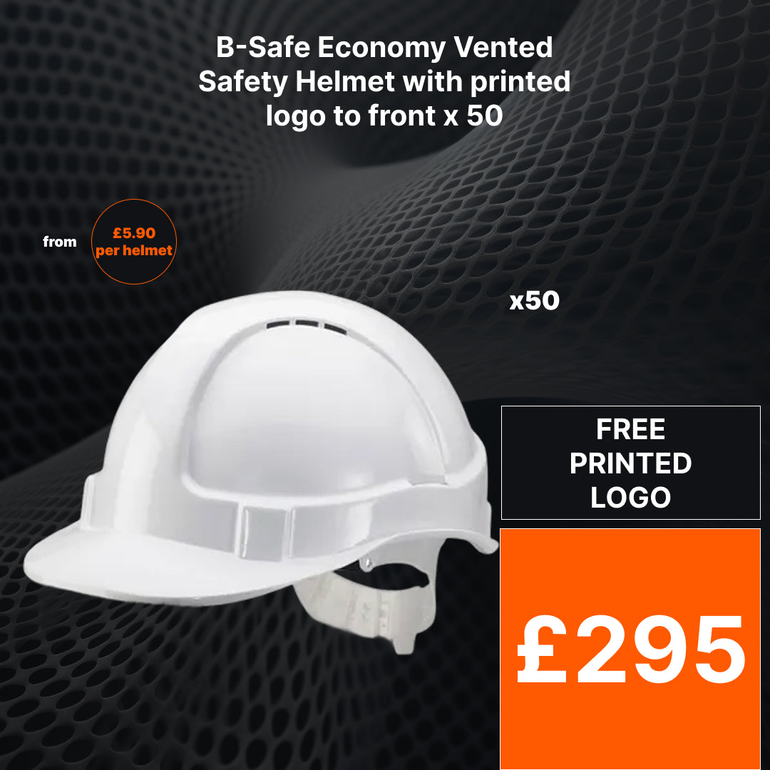B-Safe Economy Vented Safety Helmet with printed logo to front x 50