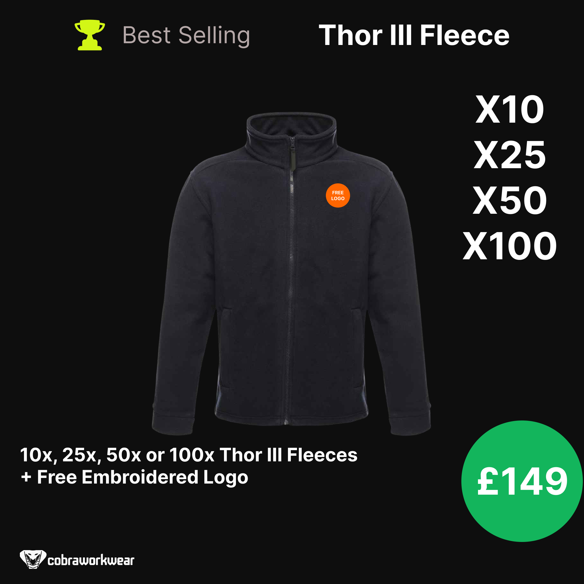 Thor III Best Selling Fleece Qty Bundle Package 10x, 25x, 50x, 100x