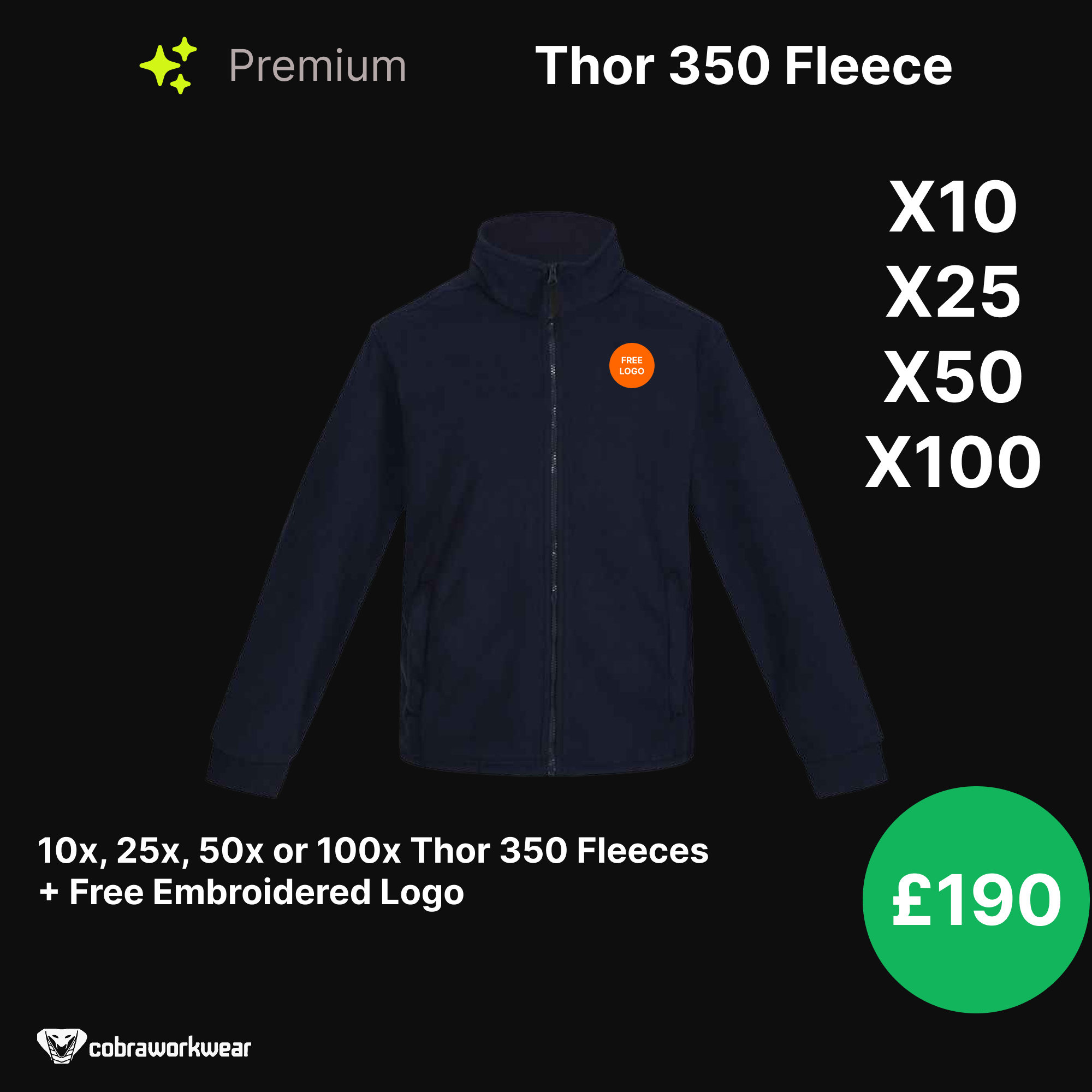 Thor 350 Premium Fleece 350gsm Qty Bundle Package