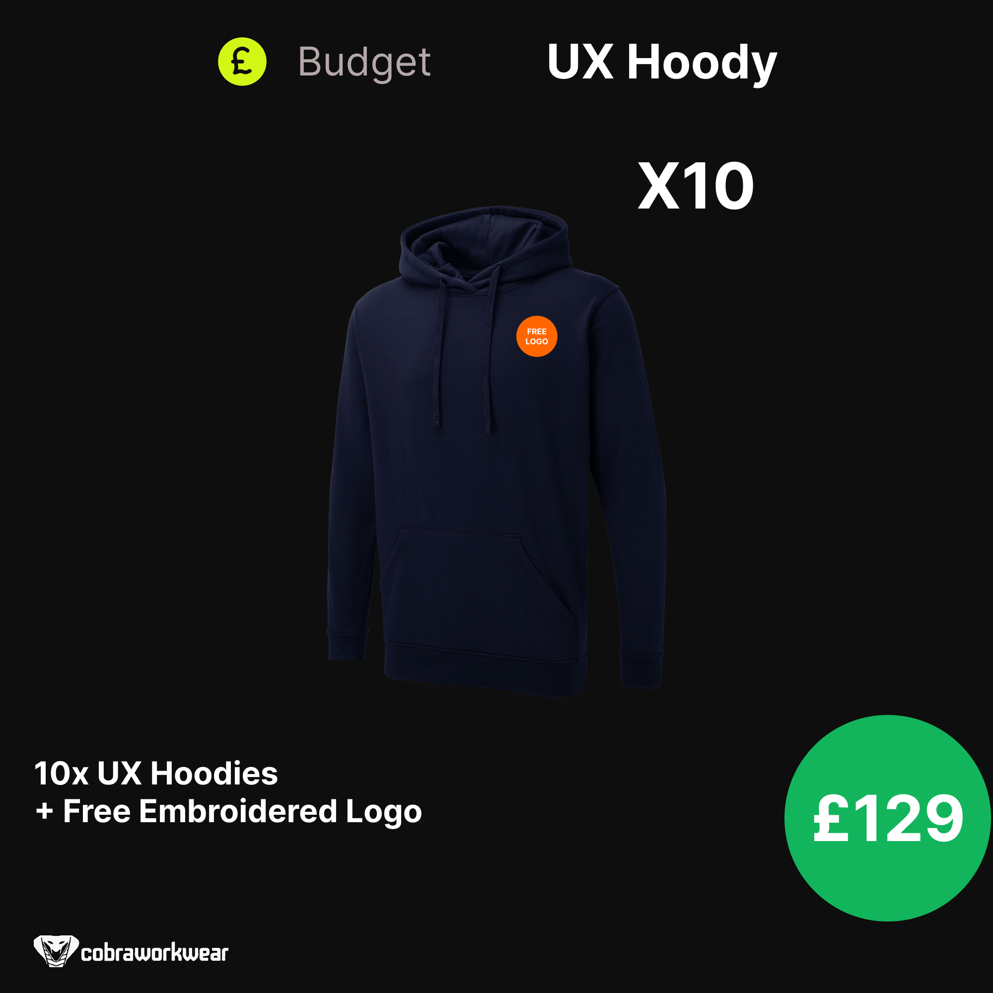 UX Hoodie Qty Bundle Package x10, x25, x50, x100